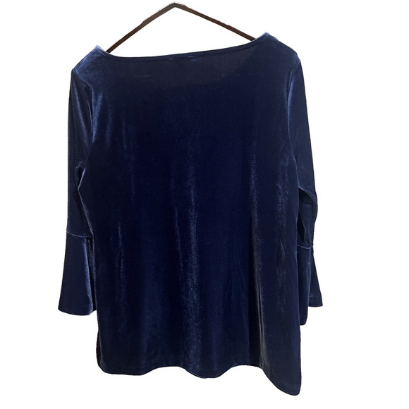 Talbots Velvet Whimsygoth Bell Sleeve Tunic Top Size Large Blue Witchy Fairygoth - Picture 2 of 9